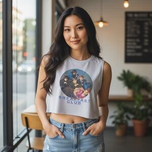 Women’s The Breakfast Club Graphic Crop Tank Top – 80s Movie Retro – Size Large